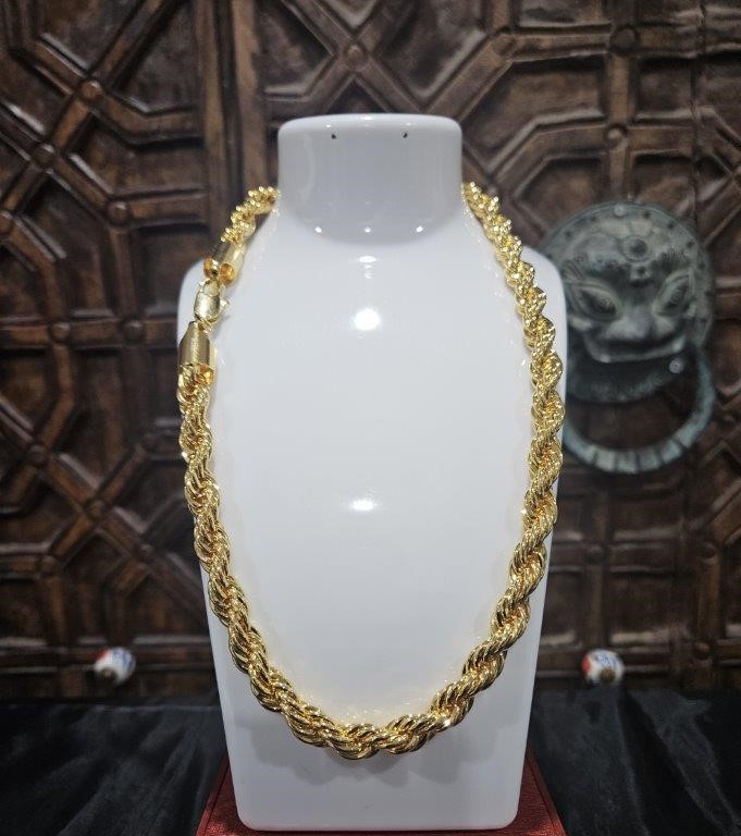22KGold Filled/Italy Stamped Yellow Rope Chain -50CM-10MM-Bonus Gift