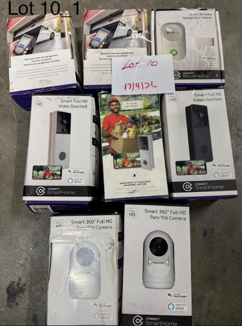 END OF LEASE SALE: mixed lot of cameras, doorbells, garage door openers