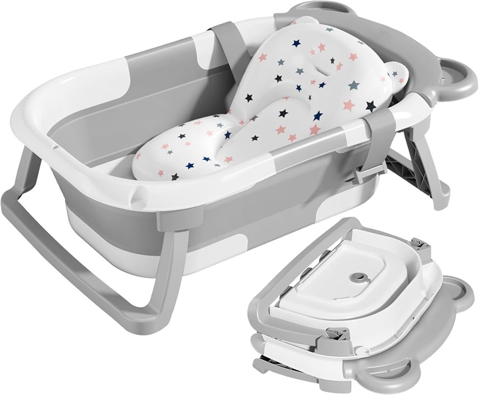 MAOCG Collapsible Baby Bathtub for Infants to Toddler with Floating Cushion