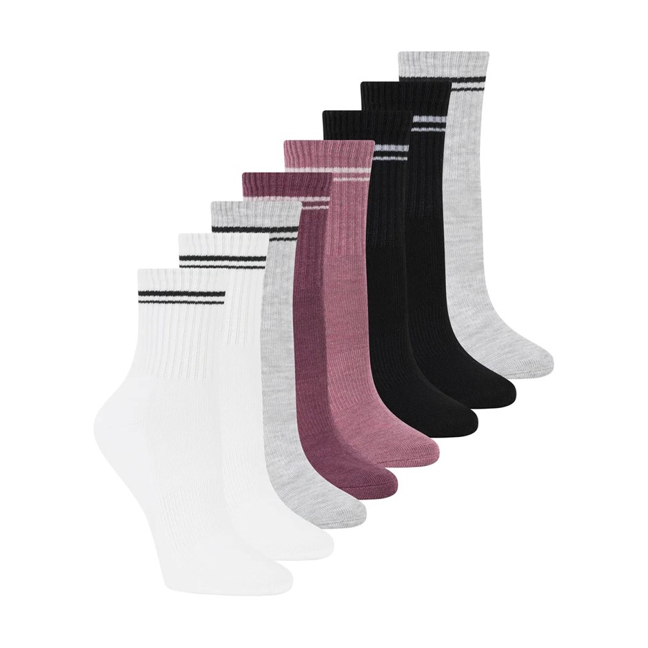 8 Pairs x SKECHERS Women's Low Crew Socks, Size 9-11, Shoe Size 6-9.5, Purp