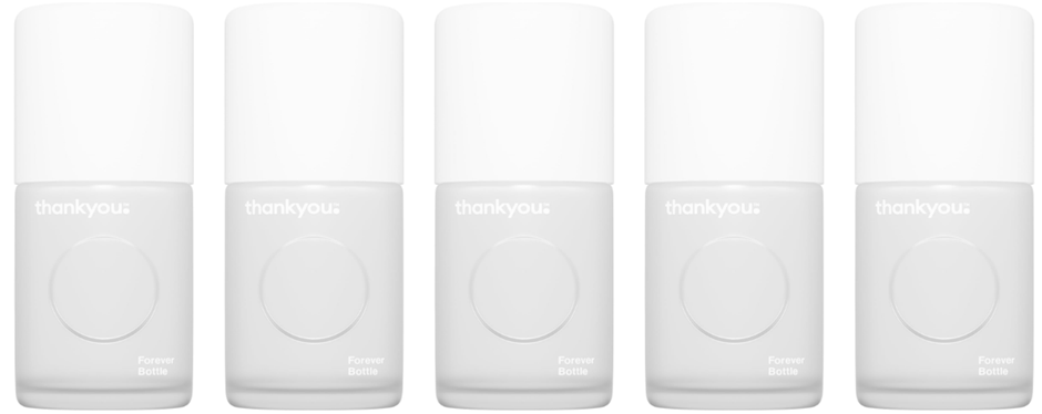 5x Thankyou Forever Deodorant Bottle, 50 ml Capacity, Frosted Glass