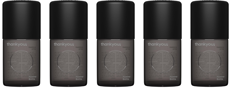 5x Thankyou Deodorant Forever Bottle, 50 ml, Charcoal Glass