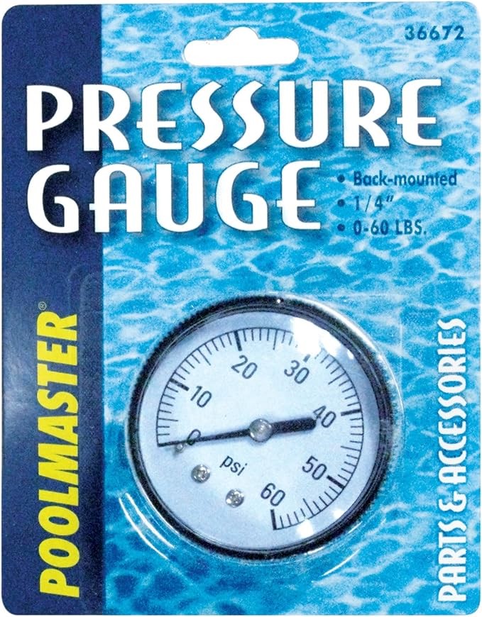 Poolmaster 36672 Pressure Gauge for Swimming Pool or Spa Filter, 1/4-Inch,
