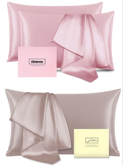 BUNDLE of Silk Pillow Cases 2 Pack Mulberry Silk Pillow Cases Soft Breathab