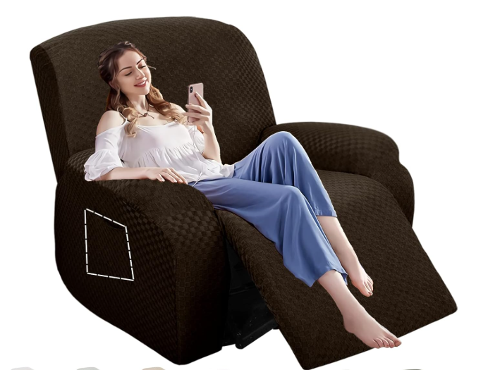 YEMYHOM 4 Pieces Stretch Recliner Slipcover Latest Jacquard Recliner Chair