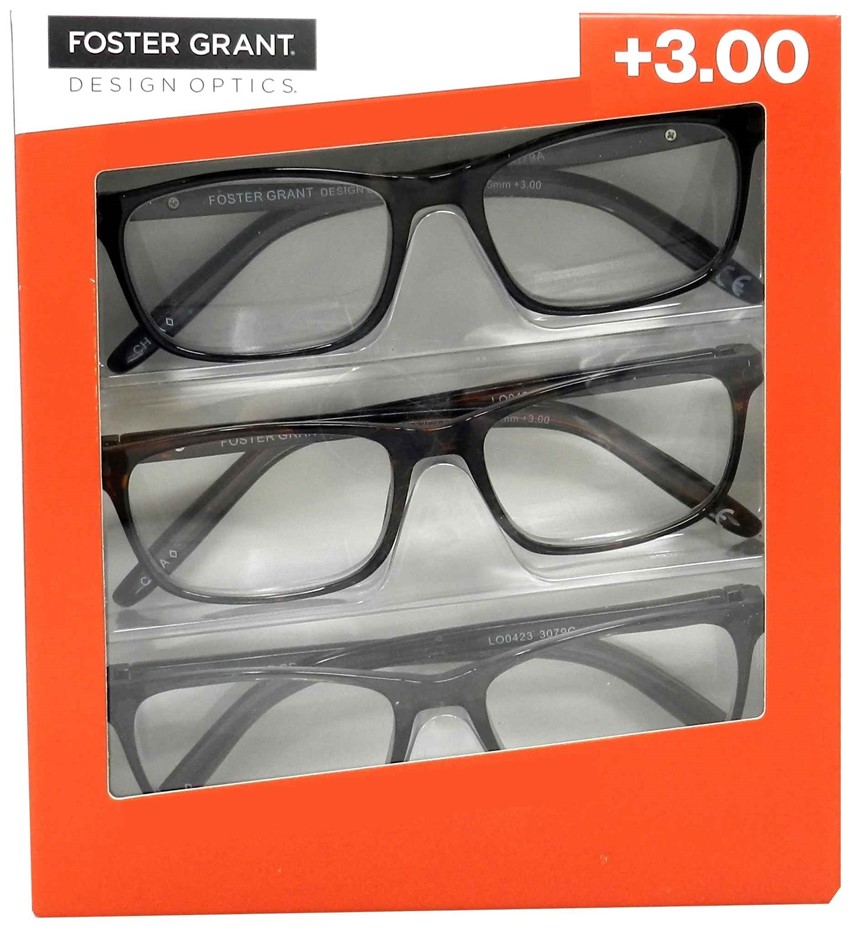 DESIGN OPTICS by Foster Grant Cole Full Rim Rectangular Reading Glasses, 3-