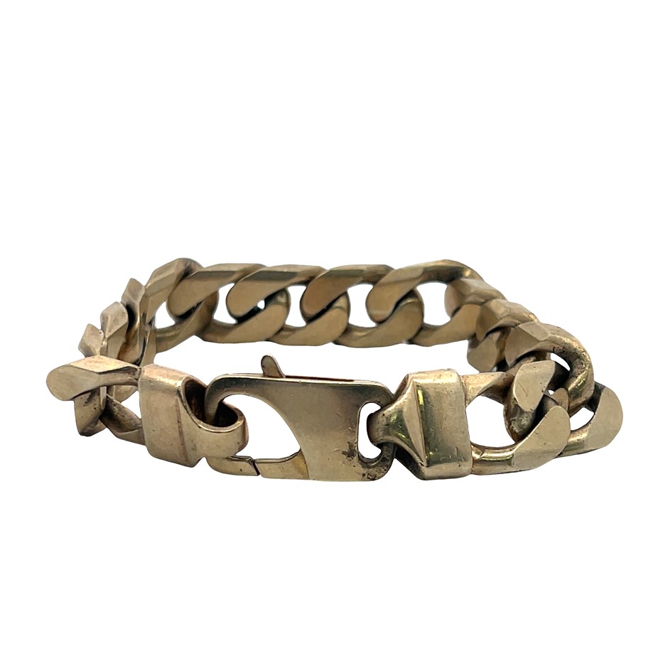9ct Yellow Gold Curb Link Bracelet with Parrot Clasp