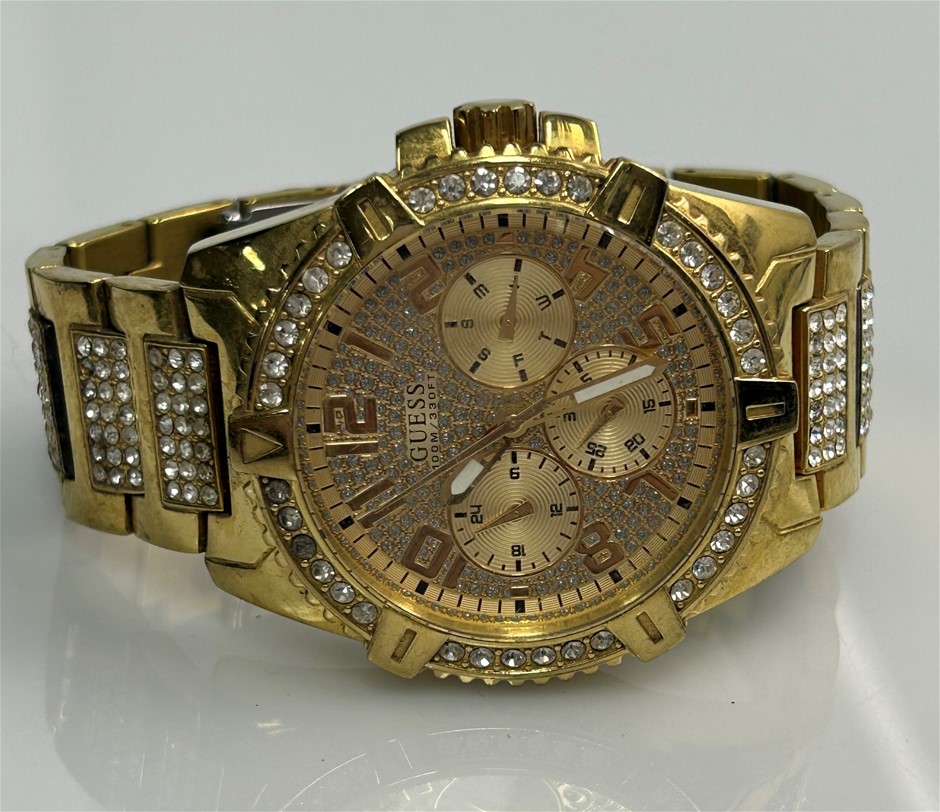 Guess Chronograph Gold-tone Diamante Watch