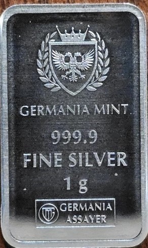 GERMANIA MINT NEW PRODUCT- 1 GRAM 999.9 FINE SILVER- GERMANIA 1GRAM
