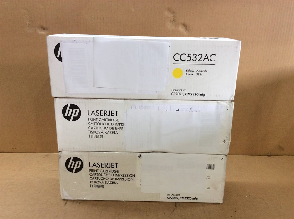 HP CC532AC / CC531AC / CC533AC LaserJet Print Cartridge - New (Lot of 3)