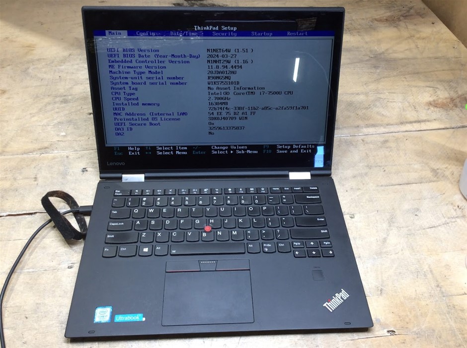 LENOVO X1 YOGA Laptop I7-7500U 16GBRAM NO HDD Black