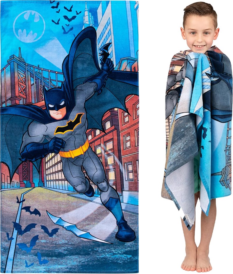 FRANCO Kid's Super Soft 100% Cotton Beach Towel, 28" x 58", Batman, 41879S.