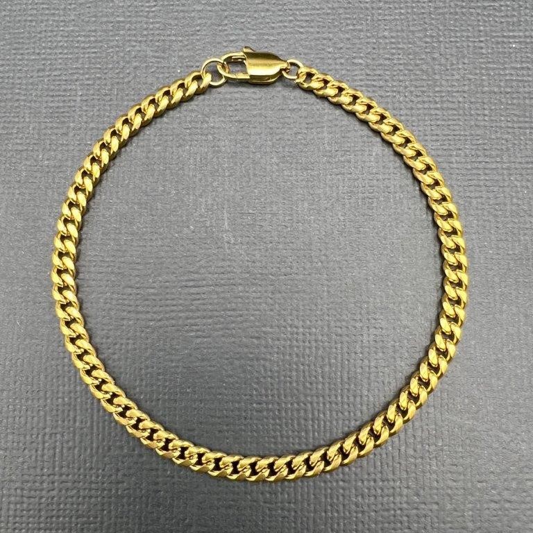 18K Gold-Filled Cuban Link Chain Bracelet, 4MM Wide - 20.3cm