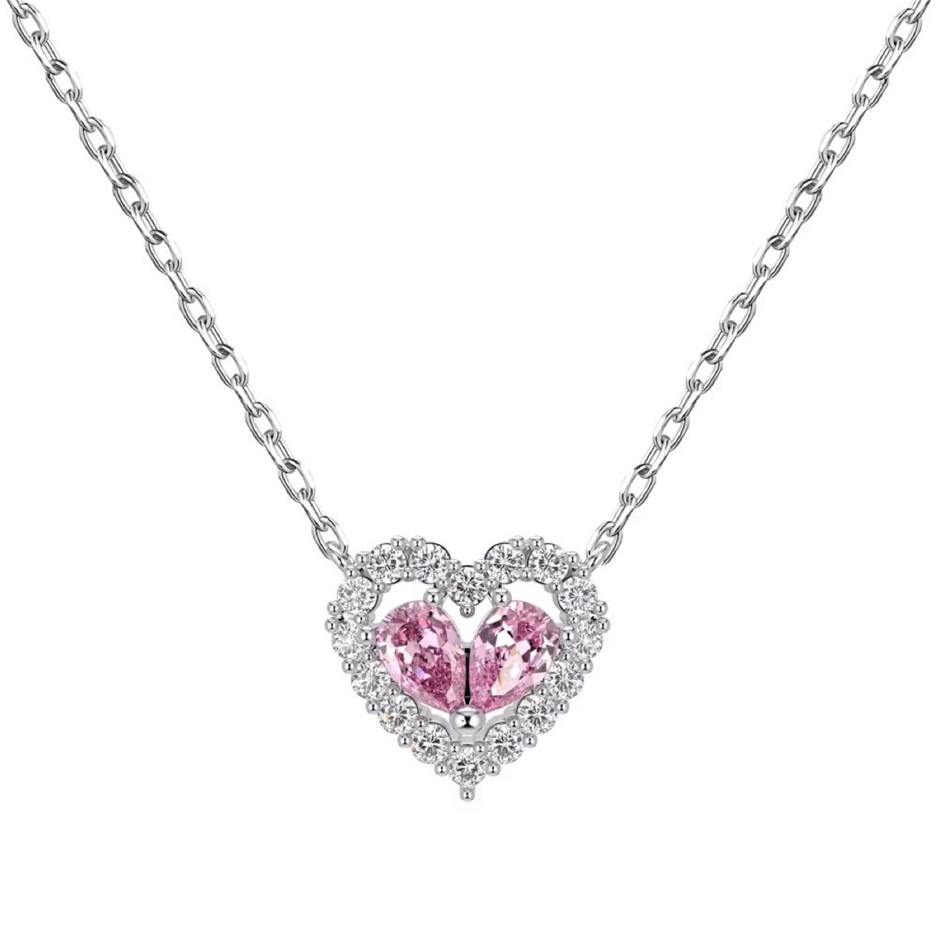 0.5ct 925 Silver Simulated Diamonds Pear Pendant Necklace