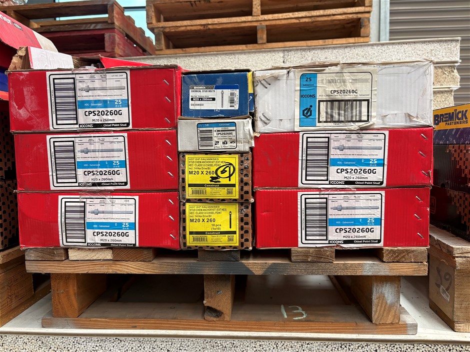 Pallet Comprising New Never Used Large Qty of M20 Chemset Stud Bolts