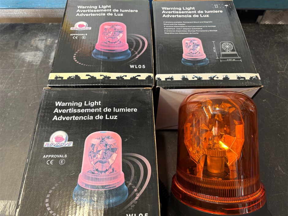 New Never Used Warning Light Flashing & Revolving Beacon Amber - Qty 4
