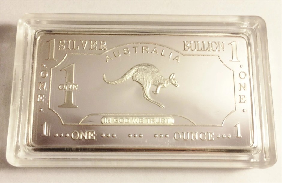Awesome "AUSTRALIAN KANGAROO" 1 Troy Oz Ingot Finished in 999 Fine Silver