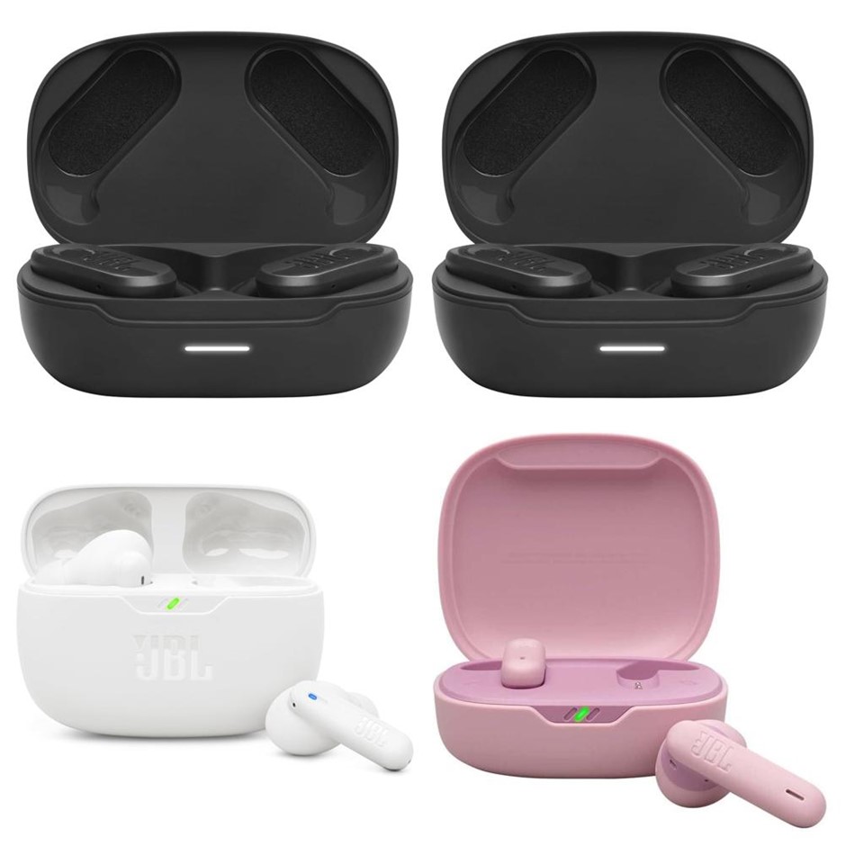 4 x JBL Wireless Earbuds. 2 x JBL Endurance Peak 3 Black. 1 x JBL Wave Beam