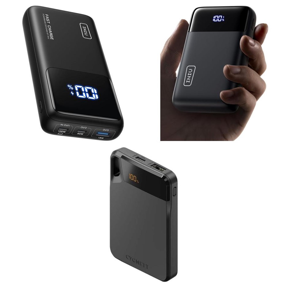 3 x Assorted Power Banks. 1 x INIU BI-B63 25000mAh 100W Portable Charger. 1