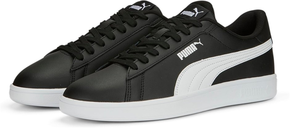 PUMA Men's Smash 3.0 Leather Shoes, Size US11, Black/White (04), 390987.