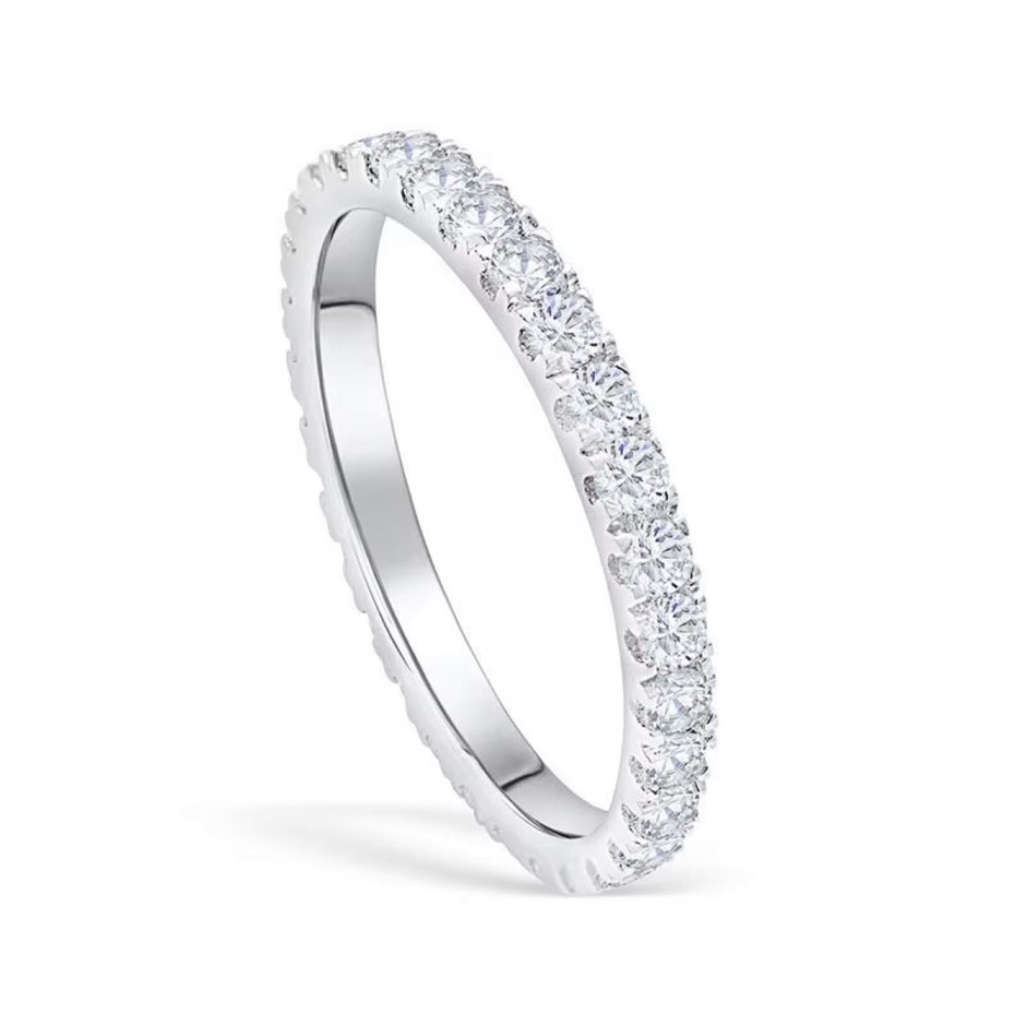 925 Sterling Silver Simulated Diamond Band Ring - Size 9