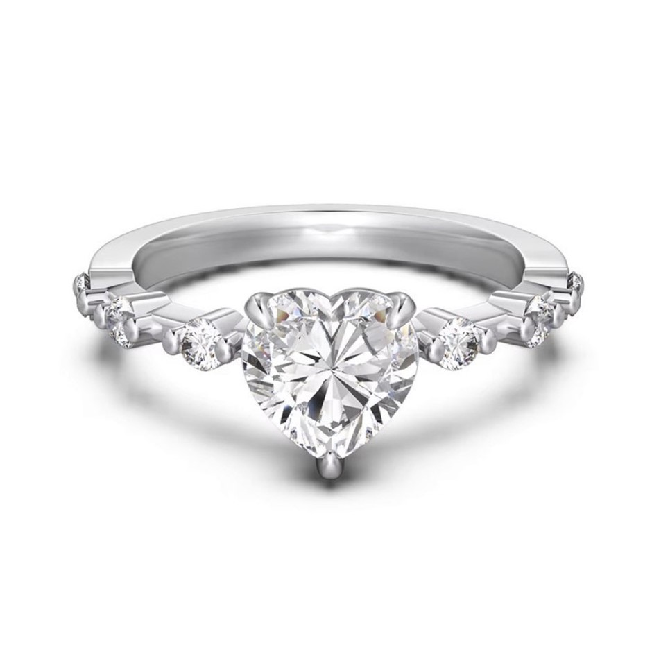 1.25ct Heart Cut Simulated Diamond 925 Sterling Silver Ring - Size 8