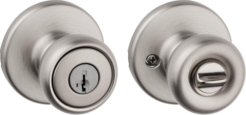 KWIKSET Tylo Entry Door Knob with Lock and Key, Secure Keyed Handle Exterio