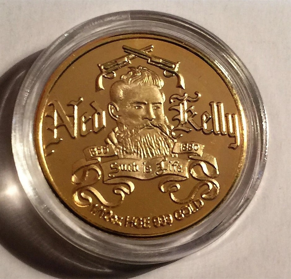 New "Ned Kelly #4" 1/10th oz HGE 999 Gold Australiana Coin, Such is Life