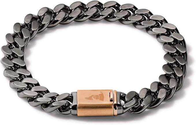 BULOVA Men's Latin Grammy Grey Stainless Steel Chain Link Bracelet with Ros