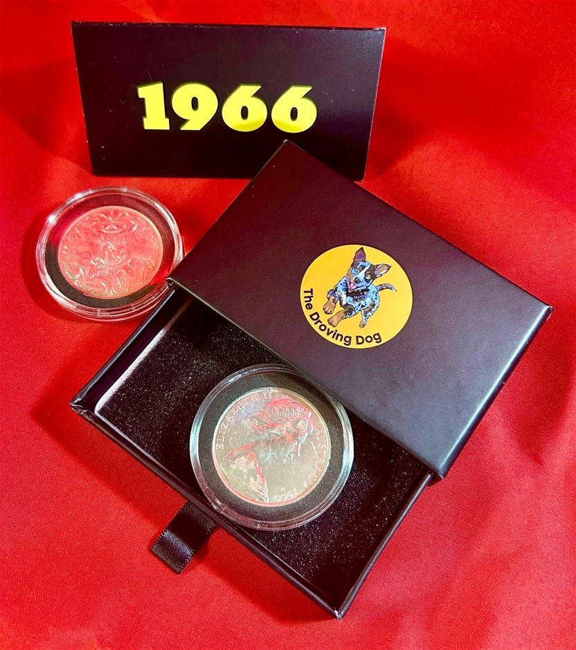 1966 Australian Round Silver 50 Cent Coin Capsule - 80% Silver