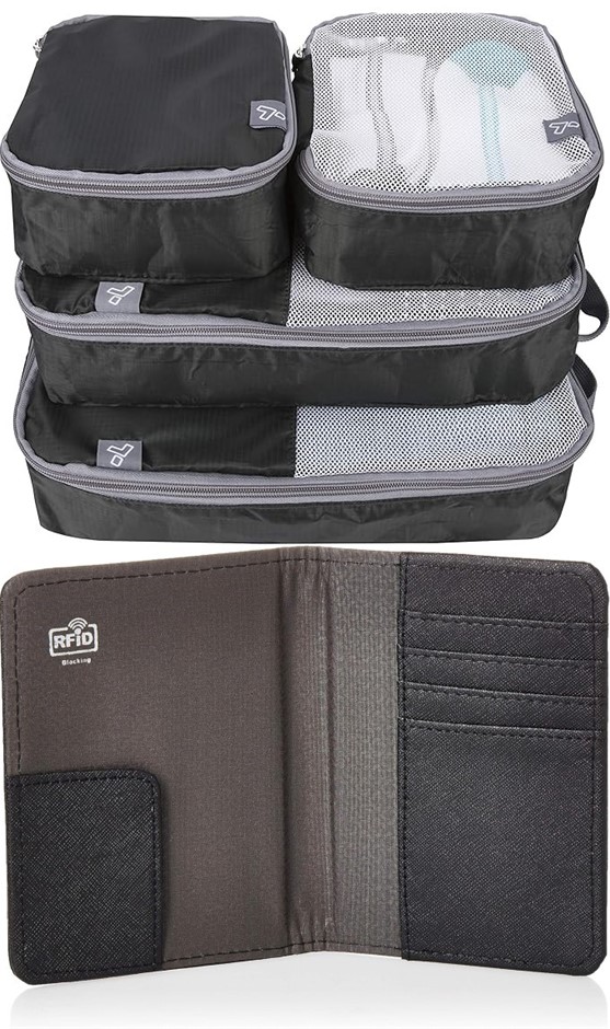 TRAVEL BUNDLE: SAMSONITE RFID Passport Wallet + TRAVELON 4 Piece Set Soft P