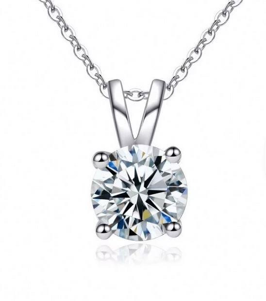 1.0ct GRA Moissanite white Brilliant Cut 925 Sterling Silver Pendant
