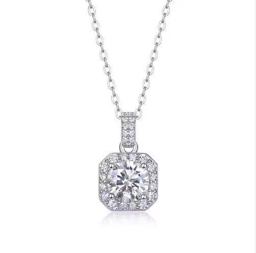1.0ct GRA  Moissanite white Brilliant Cut 925 Sterling Silver Pendant