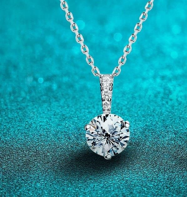 1.0ct GRA Moissanite white Brilliant Cut 925 Sterling Silver Pendant