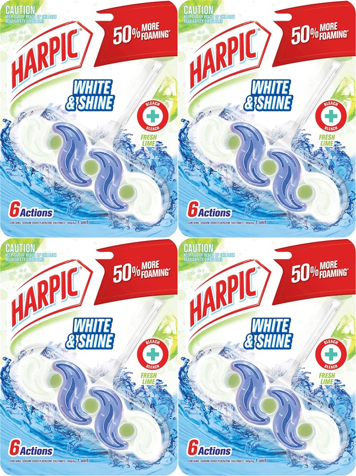 4 x Harpic White and Shine Lime Fresh Bleach Block 39g