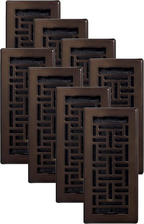 DECOR GRATES AJH410-RB-8 Oriental Floor Register, Rubbed Bronze Finish, 8 P