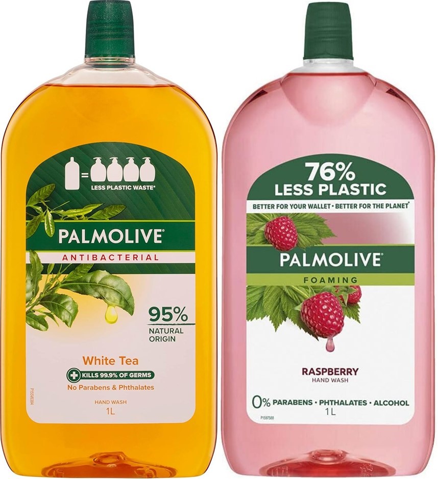 2 x PALMOLIVE Antibacterial Liquid Hand Wash Soap 1L Refills: White Tea & R