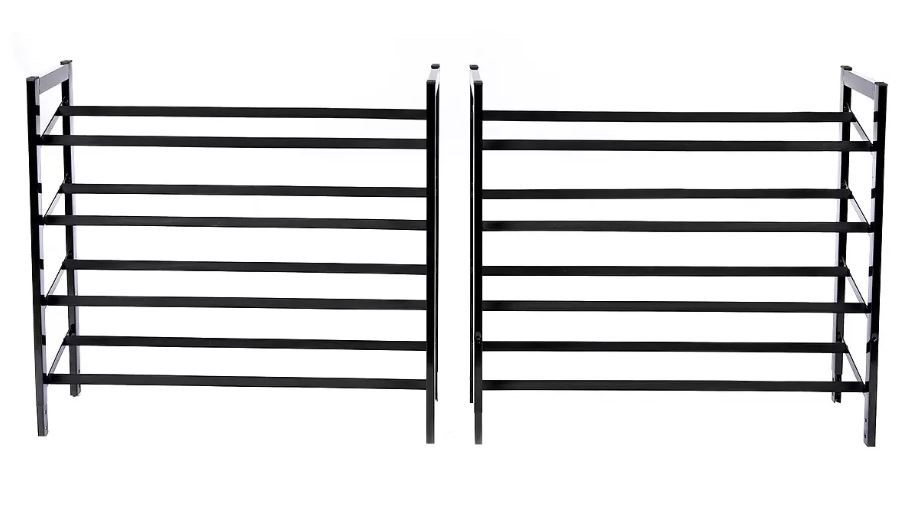 NEATFREAK Set of 2 Stackable Shoe Rack, Black. NB: Damaged packaging & miss