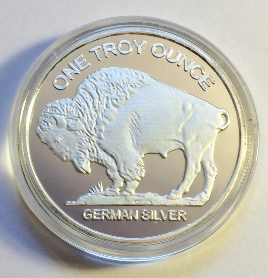 0012-2584586 · Awesome 1 OZ German Silver "USA Buffalo/Indian head" Proof Coin