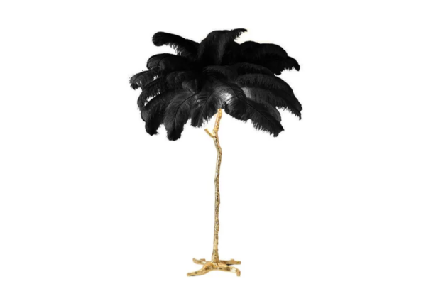 Black Ostrich Feather Floor Lamp Copper Leg 175cm Highett VIC pickup