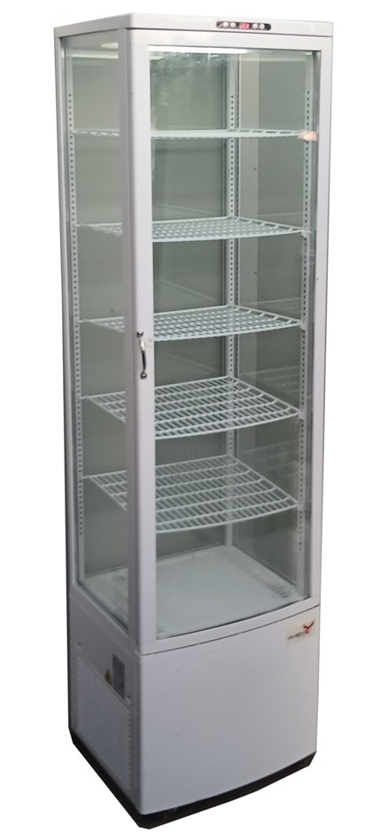 Curved single Door Display Fridge white – glass around