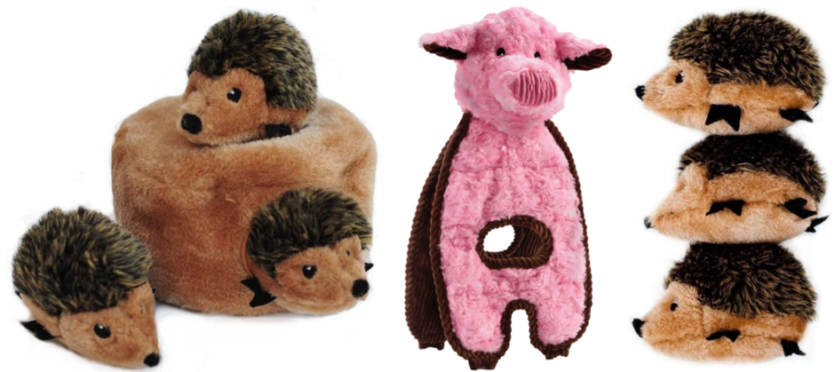 BUNDLE of ZIPPYPAWS Plush Dog Squeaker Toy + Charming Pet Cuddle Tugs Pig P