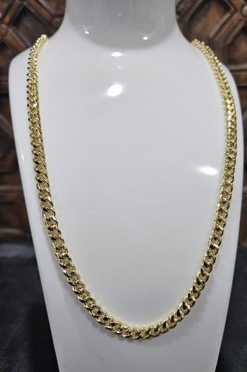 18k Italy Stamped Solid Heavy Yellow Gold Filled Chain-55cm-Bonus Gift