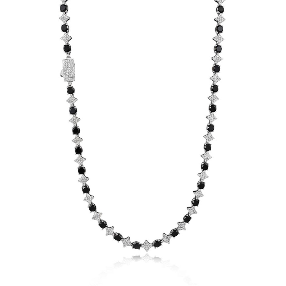 18K White-Filled 6mm Tennis Star Necklace with Simulated Diamonds - 60.9cm