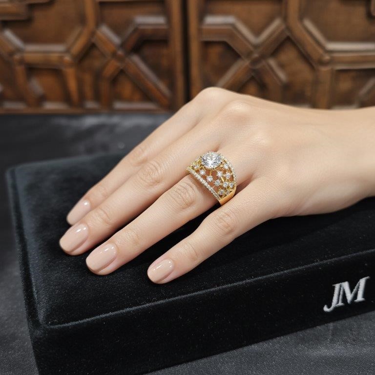 18K/ITALY Yellow Gold Filled Ring -7 US-Bonus Gift