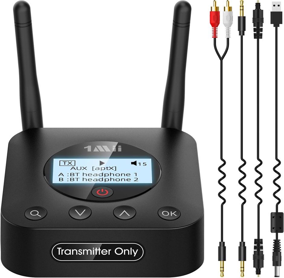 1MII B06TX+ Long Range Bluetooth 5.0 Transmitter for TV/PC/Projector to 2 W