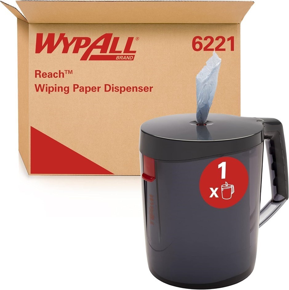 WYPALL Reach Centrefeed Dispenser (6221), Black Portable Dispenser, 1 Dispe