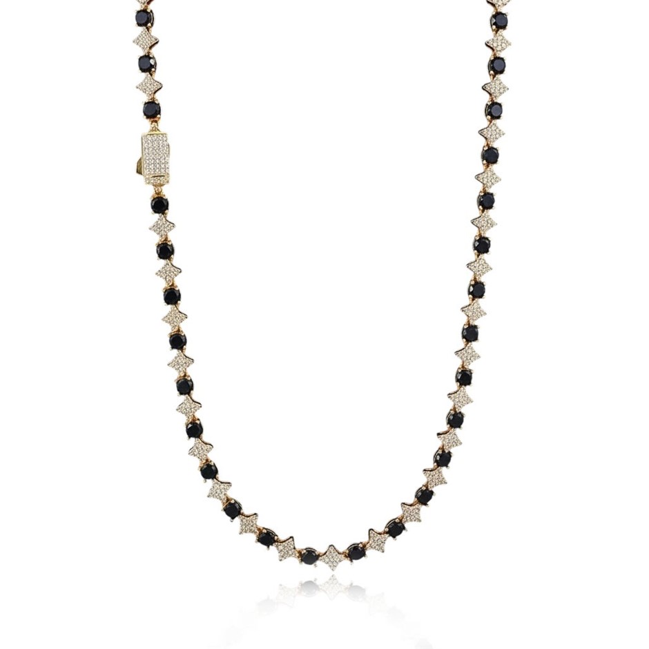 18K Gold-Filled 6mm Tennis Star Necklace with Simulated Diamonds - 45.7cm