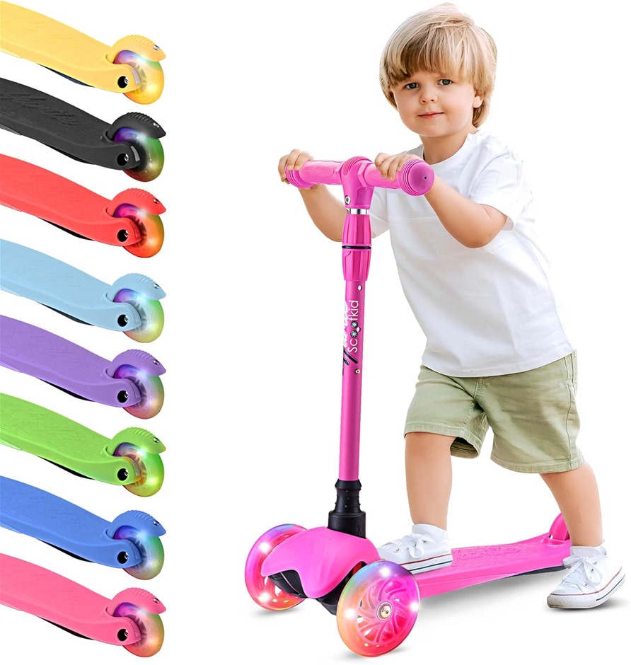 HURTLE Mini Kickboard 3 Wheel Scooter for Kids Ages 2-5 – Lean-to-Steer Tod