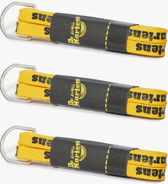 3x Dr. Martens Yellow/Black Logo lace Shoe Laces, Yellow (Yellow/Black), On